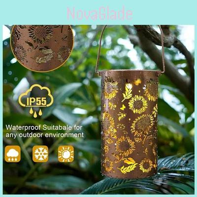 Sonnenblumen-Solar-Gartenleuchte mit Metallskulptur für die Außendekoration des Gartens