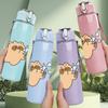 1PC Cute Bear Blowing Bubbles 750ml Color Plastic Sports Water Bottle Leakproof Flip Straw Lid Suitable for Sports Office Home Use