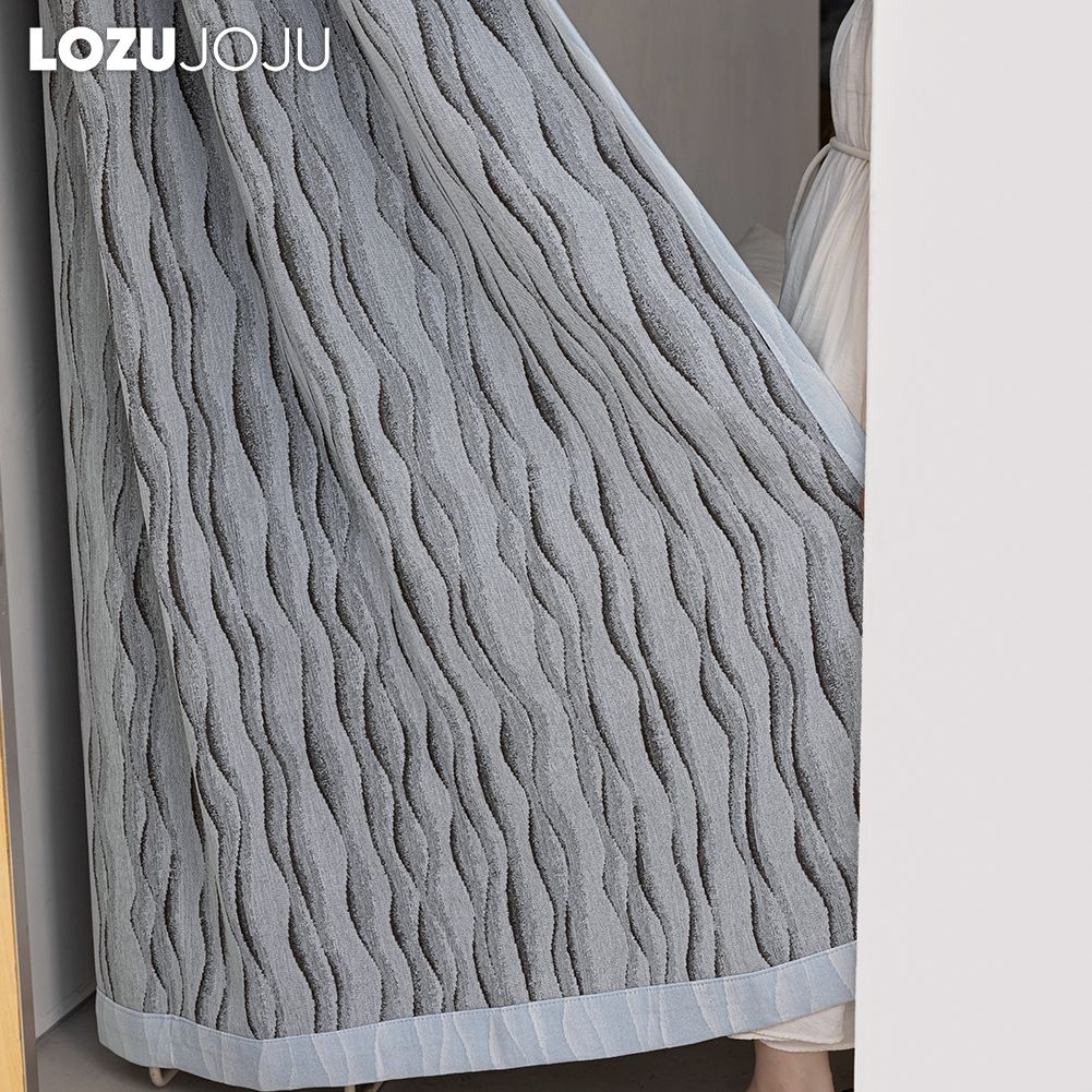 1PC LOZUJOJU Elegant Solid Color Blackout Curtain Double-sided Chenille Jacquard Thick Curtains for Bedroom Living Room Balcony Window for Home Decor