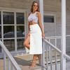Ladies' Comfortable Casual Fashionable Sexy Slit High Waisted Mid Length Skirt Denim Midi Skirt