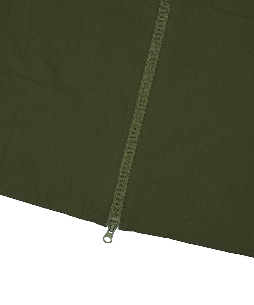 STANDARDERROR 87-Stan268 Nylon Track Color Block Curved Hood Gorp Windbreaker Khaki