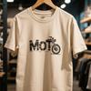 2025 Summer Men's Cotton T-shirt Motocycle Moto Wheel Print Loose Sweat-absorbing Sports Cycling Print Tee Top