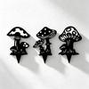 Mushrooms Ground Insert Black Metal Silhouette Sign Flat Garden Stakes for Gardeners,