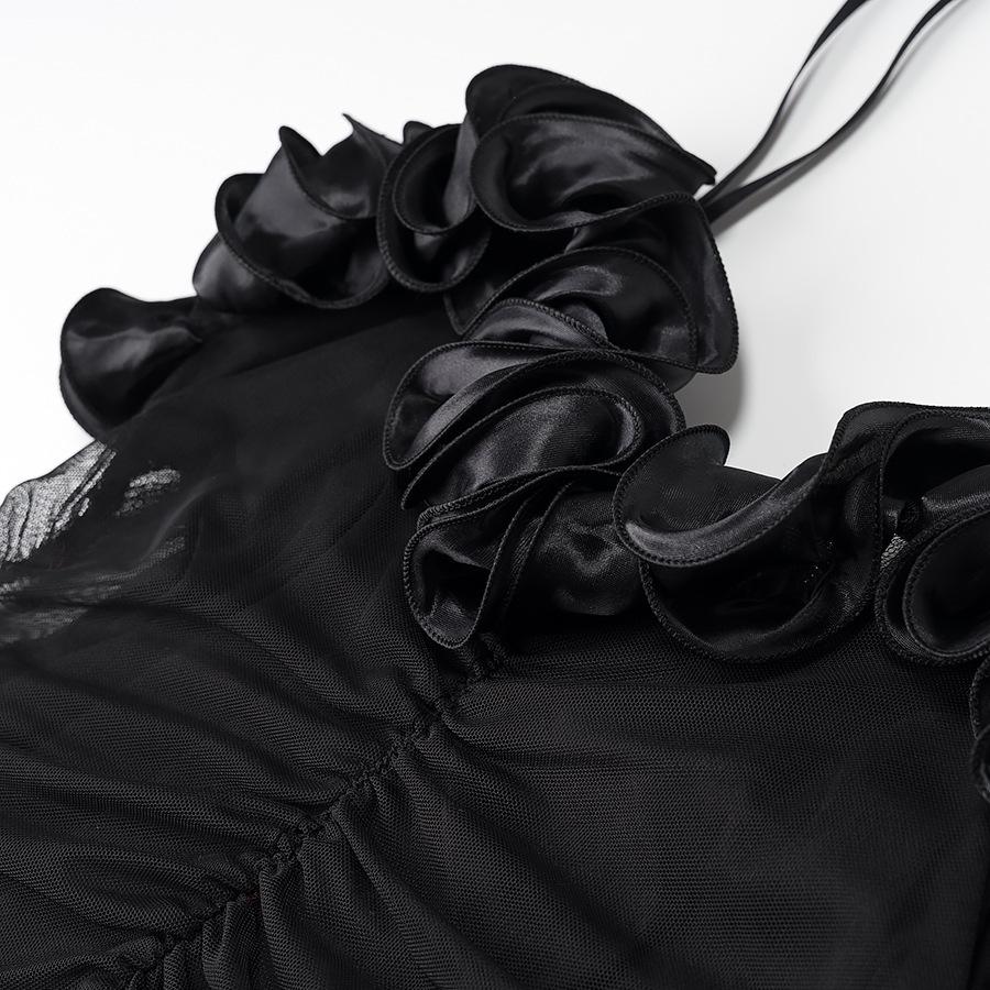 Schwarzes trägerloses gerafftes hochtailliertes Abendkleid - Europäischer und amerikanischer Stil Damen langes Kleid