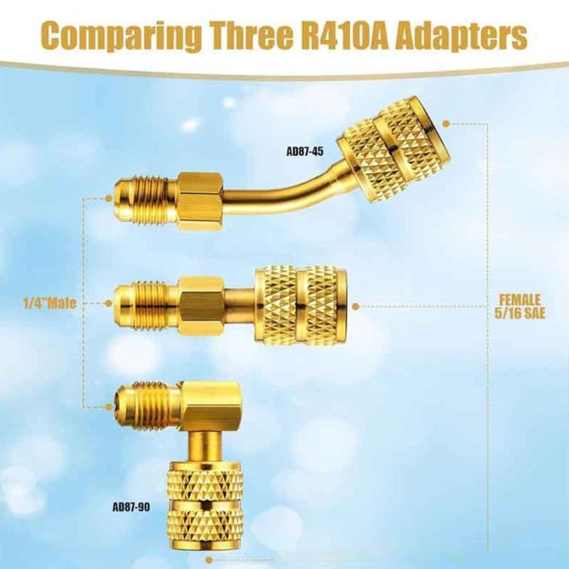 Professional R410A Adapter for Air Conditioner Hose 5/16inch SAE Female to 1/4inch SAE Male Accessories