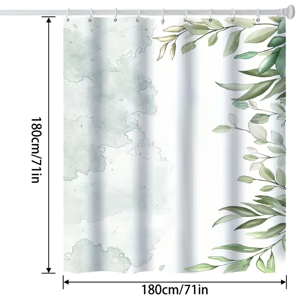 Vibrant Modern Art Shower Curtain - Floral & Leaf Design, Machine Washable, Includes Hooks, Multicolor, Classic Style