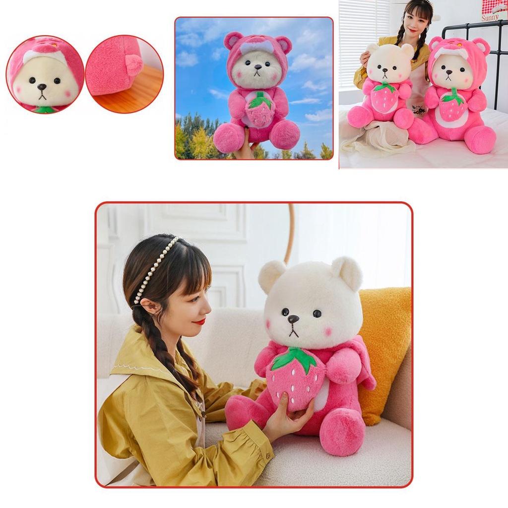 Süßer Erdbeer-Teddybär Plüschtier für Kinder Weiches und kuscheliges Stofftier Geschenk 40cm 50cm 65cm)