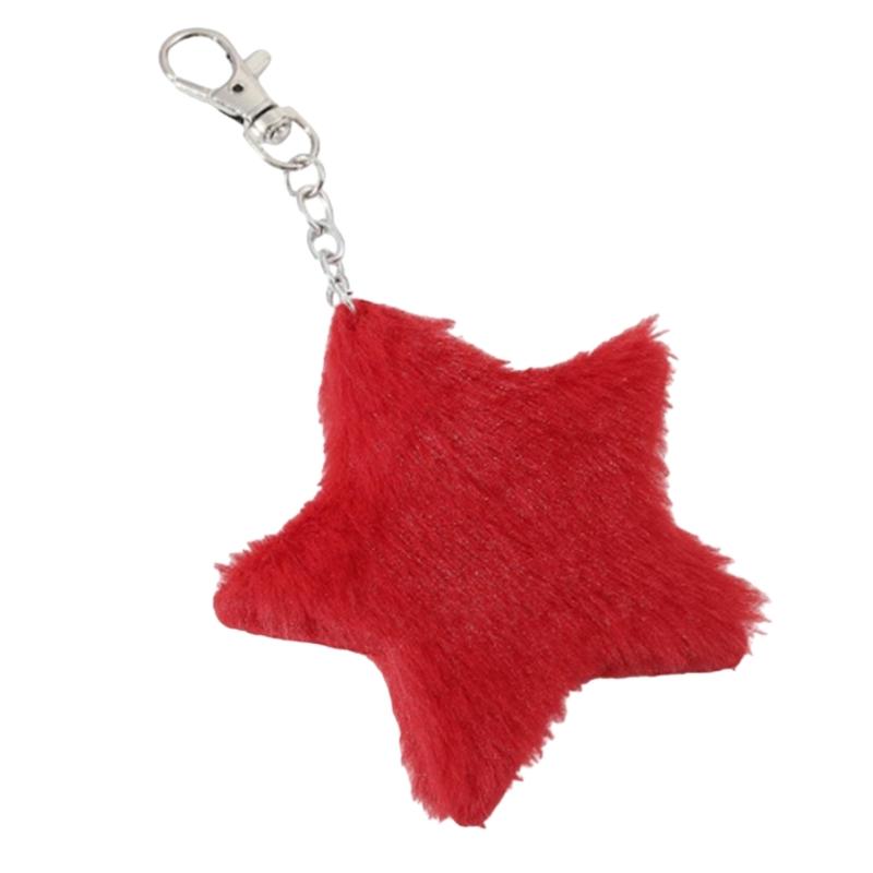 Cute Plush Five-pointed Star Charm Keychain Soft Stuffed Ornament Keyring Lovely Pendants for Purse Bag Backpack Handbag