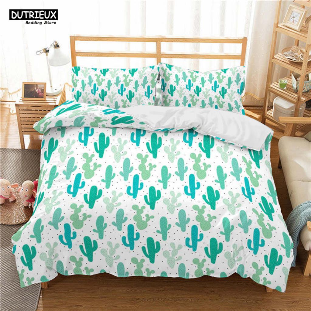 Cactus Print Polyester Bedding Sets Child Kids Covers Boys Bed Linen Set For Teens King Size Bedding Set