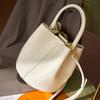 New first-layer cowhide bag, high-end niche design women's bag, spring and summer leather single shoulder crossbody bucket bag