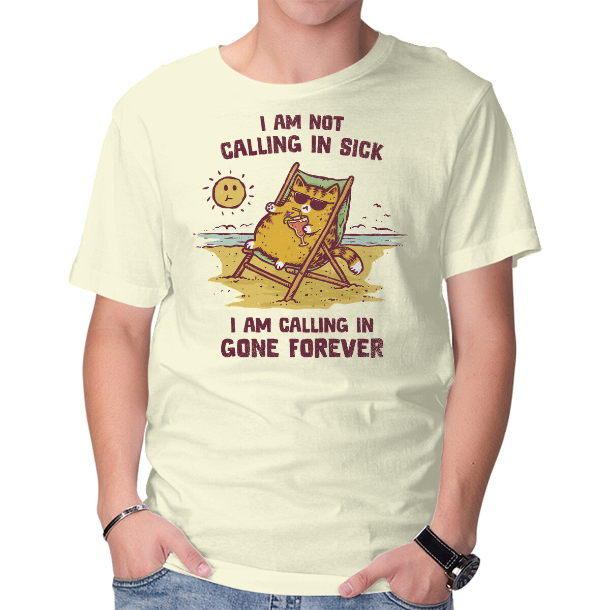 Unisex Crew Neck T-Shirt Calling In Gone Forever Graphic Short Sleeve Casual Tee S