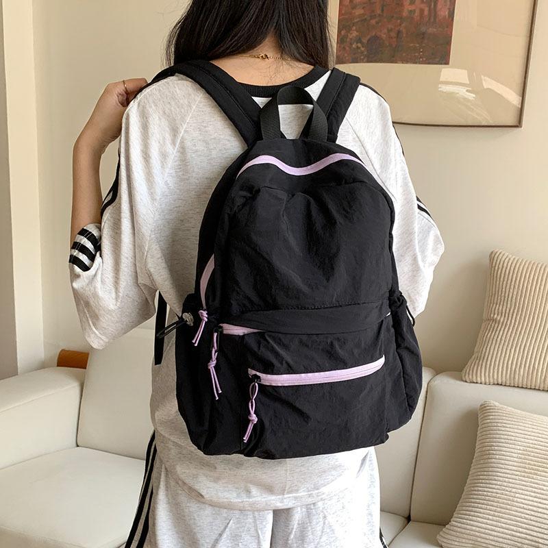 Schoolbag Ultra Light Portable Backpack Commuter Wash Pleated Sense Backpack Leisure Large Capacity Versatile School Bag Women's Travel Bag Tide
