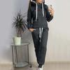 (S-5XL) Tuta da Jogging da Donna Taglie Forti 2 Pezzi Tute Monocolore Felpe con Cappuccio Foderate in Pile Set di Pantaloni