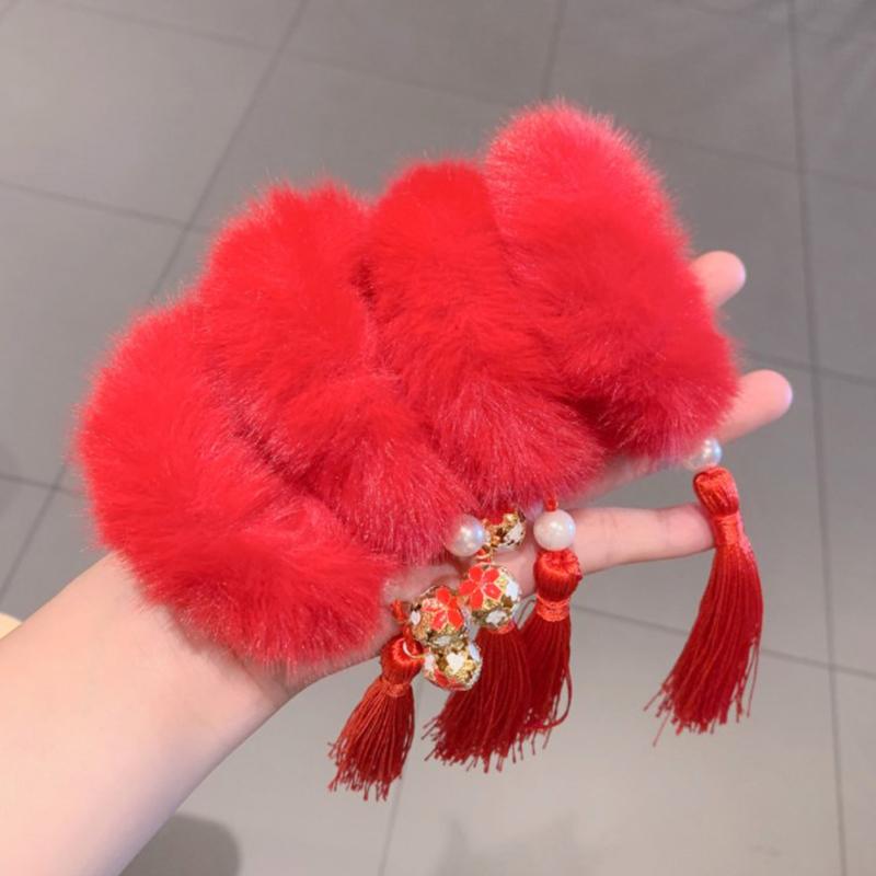 2 Pcs/Set Children Cute Chinese New Year Elastic Hair Bands Girls Lovely Soft Rubber Bands Kids Hair Accessories