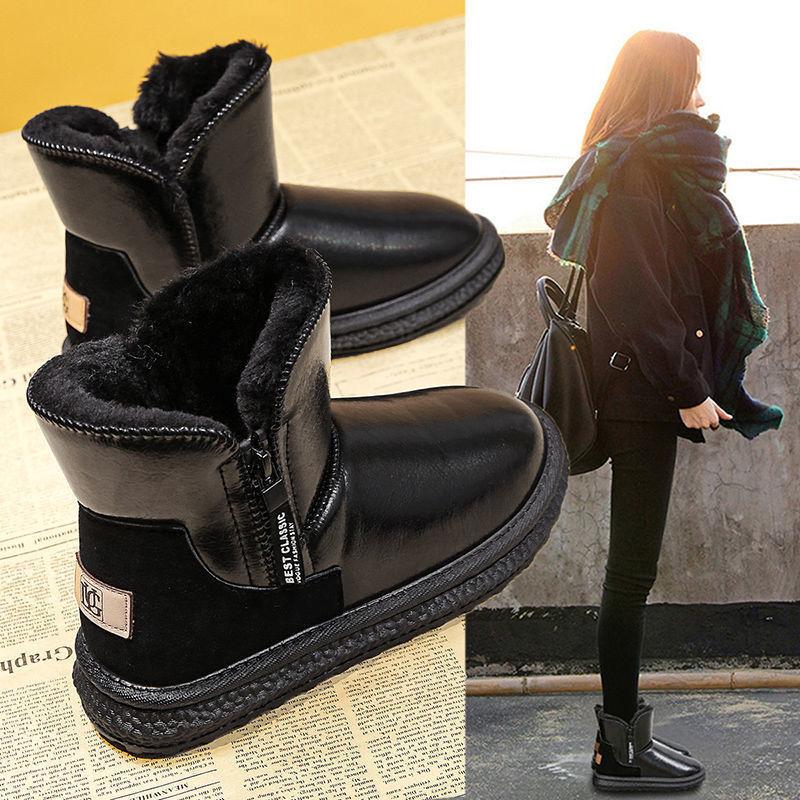 Snow Boots 2025 New Velvet Thickened Medium Tube Waterproof and Non-slip Fur Integrated Winter Warm Cotton Shoes 2025