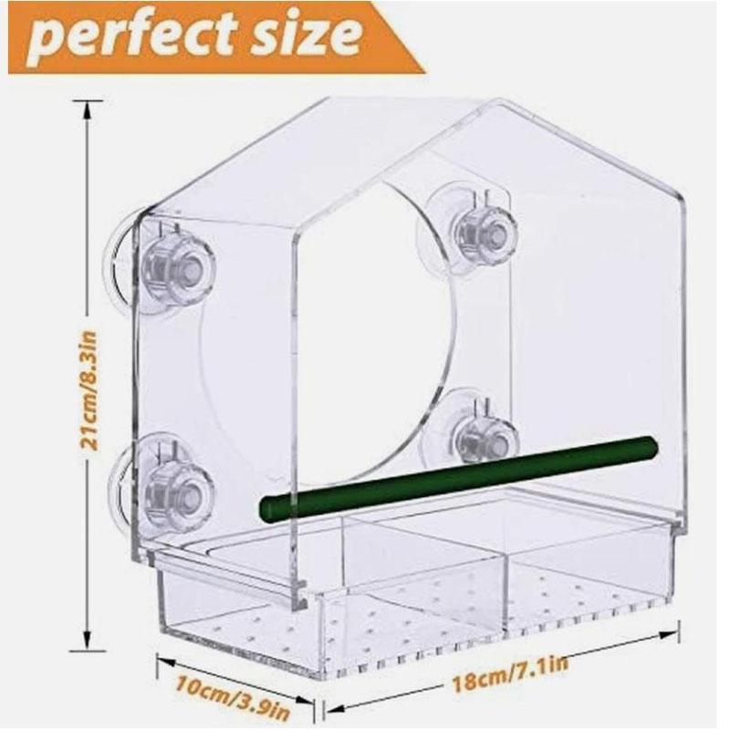 Window Bird Feeder with Strong Suction Cups - Clear Acrylic Bird Feeders for Outdoors, Sturdy and Durable