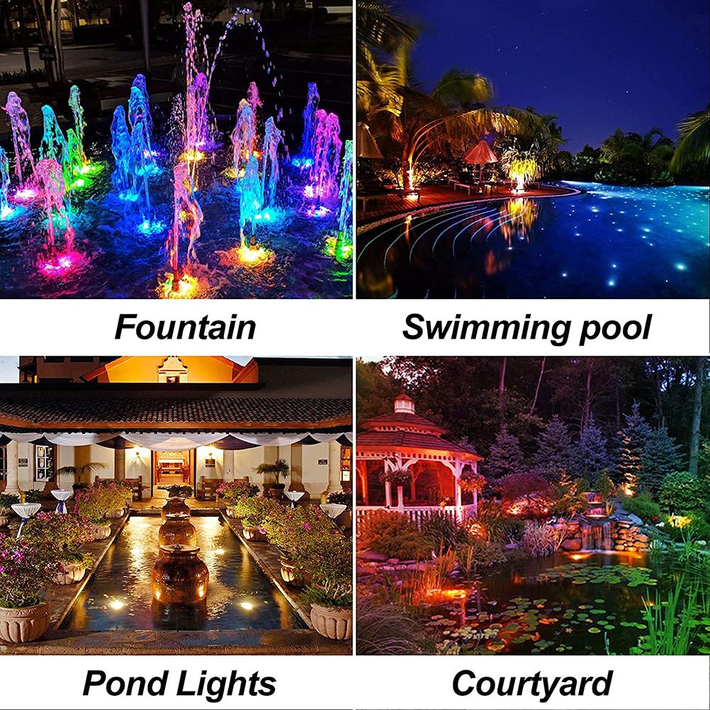 Solar Powered Pond Lights Solar Underwater Pond Lights IP68 Waterproof Submersible LED Lights for