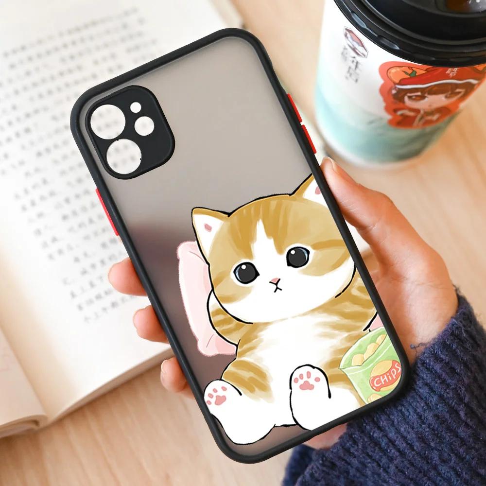 Cute Animal Cat Couple Phone Case For iPhone 17 16 15 11 12 13 14 Pro Max Mini 7 8 Plus SE Air Cartoon Hard Matte Cover Fundas