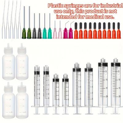 47Pcs Glue Applicator Syringe Blunt Tip Needle and Cap, with Soft Plastic Tube, Suitable for Ink, Epoxy, Woodworking, Crafts, Liquid