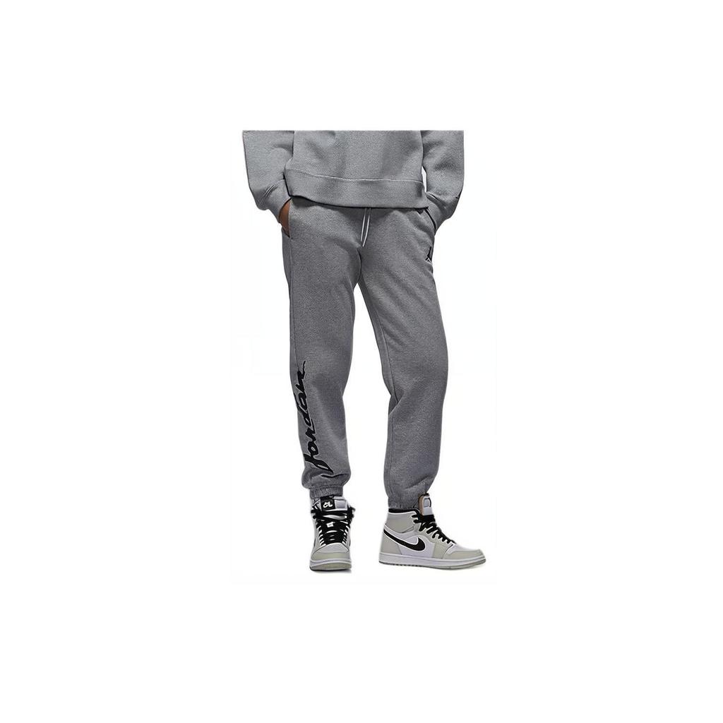Jordan Brooklyn SS24 Knitted Comfortable Logo Print Casual Pants Women Bottoms Gray FN5781-063