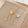 Empty Butterfly Tassel Furnace Real Gold Necklace Female Collarbone Chain With Jewelry