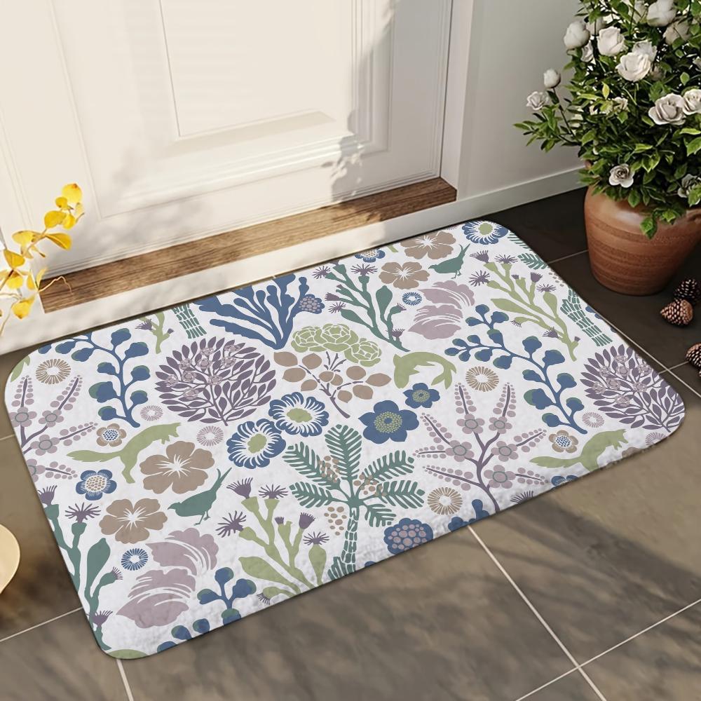 1pc Printed Bathroom Absorbent Mats Anti-Slip Mats Home Decor Supplies Carpets Home Kitchen Floor Mats