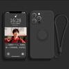 Liquid Silicone Case For iPhone 16 16e 15 13 Mini 14 12 11 Pro Max Plus Phone Holder Ring Stand Protect Cover With Wrist Strap