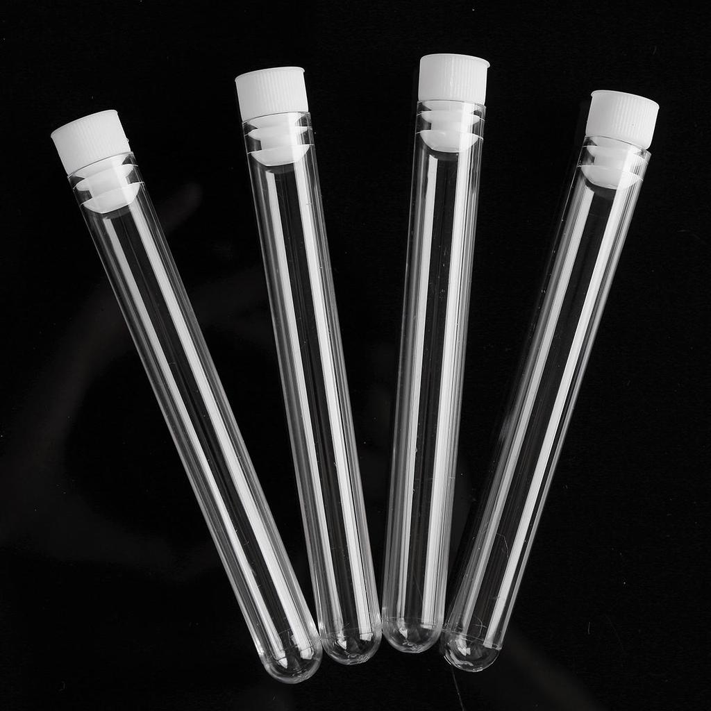 Buy 50Pcs 12x100mm Lab Clear Plastic Test Tube With Push Cap Ushaped