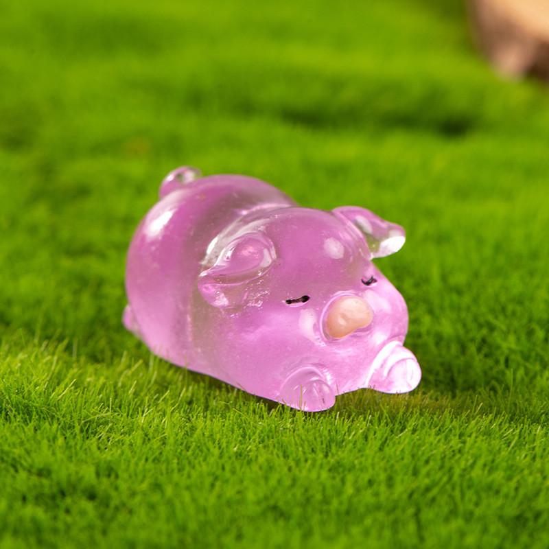 Cute Luminous Piggy Resin Figurine Perfect For Creative Diy And Desktop Decoration