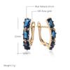 Full Blue Natural Zircon Drop Earrings For Women Fashion Oblong  Rose Gold Color High Quality Daily Fine Jewelry