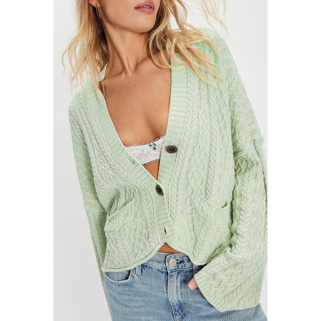 New Autumn and Winter Women's Clothing Short Twist Loose Solid Color Knitted Cardigan Jacket