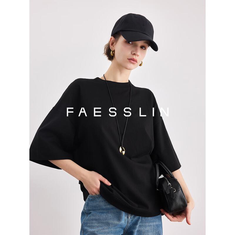 FAESSLIN Women s Heavyweight Cotton Seven-Quarter Sleeve T-Shirt M