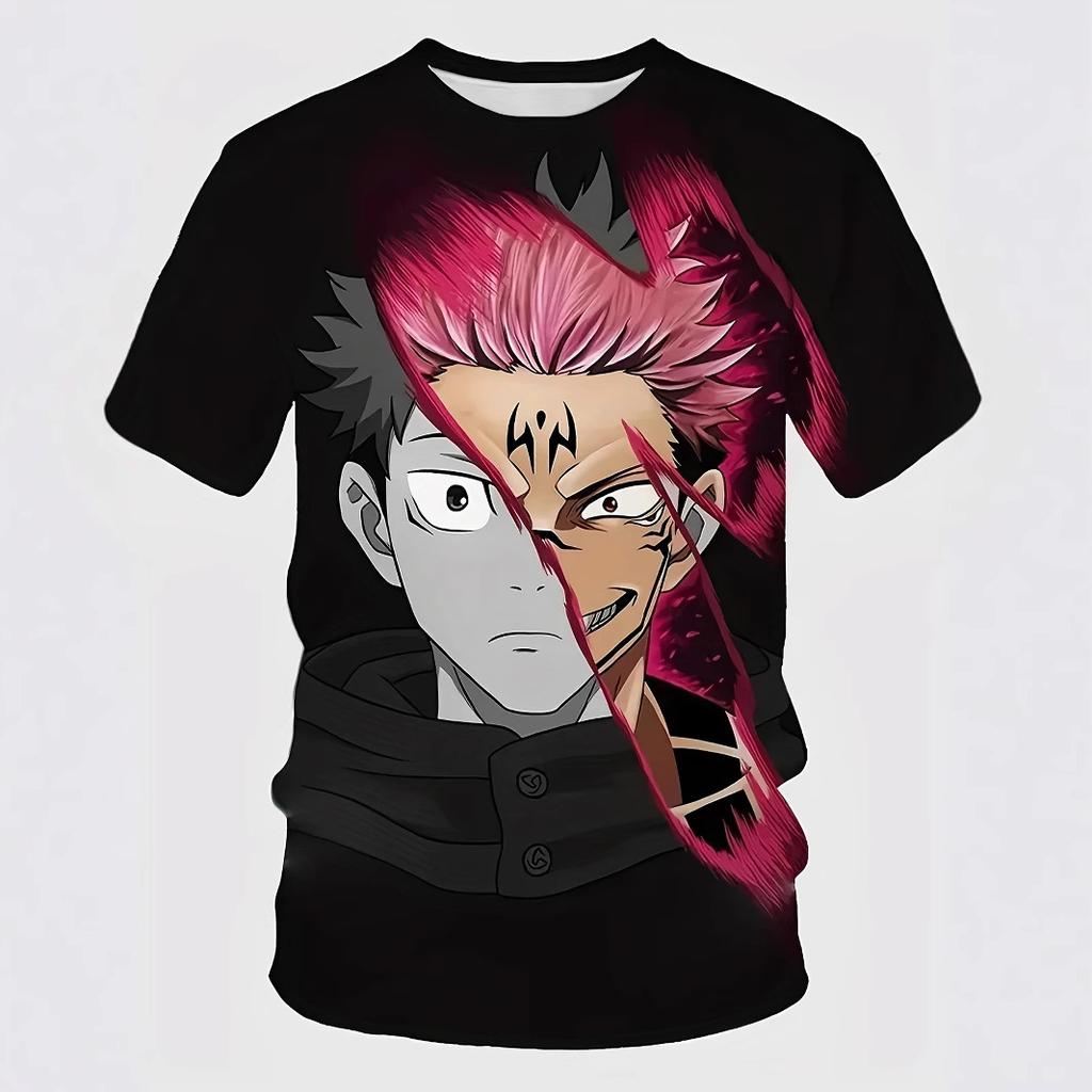 Jujutsu Kaisen Satoru Gojo Print Casual Slim Fit Round Neck Short Sleeved T-shirt Top Summer Loose Fit Oversized