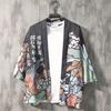 Pánská košile v čínském stylu Potisk 3/4 rukáv Uvolněný střih Streetwear Japonský límeček s volným stojáčkem Kimono Top pánské oblečení