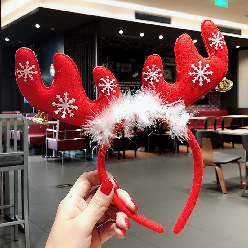1PC Bow Headband 2025 New Christmas Hair Accessories Santa Claus Tree For Xmas Gifts Deer Horn Cute Hair Bands Party Supplies