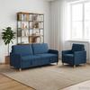 2 Piece Storage Sofa Set Blue Polyester