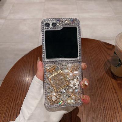 Luxury Bling Rhinestone Perfume Bottle Phone Case For Samsung Galaxy Z Flip 5 4 3 Z Fold 5 4 3 S23 S22 Ultra S21 S20 FE A14 A54 A13 A23 A33 A53  A52