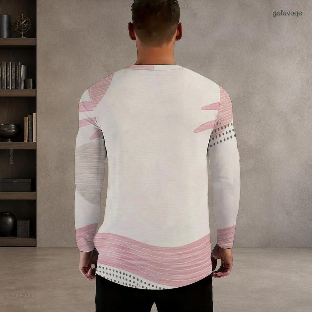Men s Plus Size Round Neck Long Sleeve Printed T Shirt White Green Pullover Straight Hem