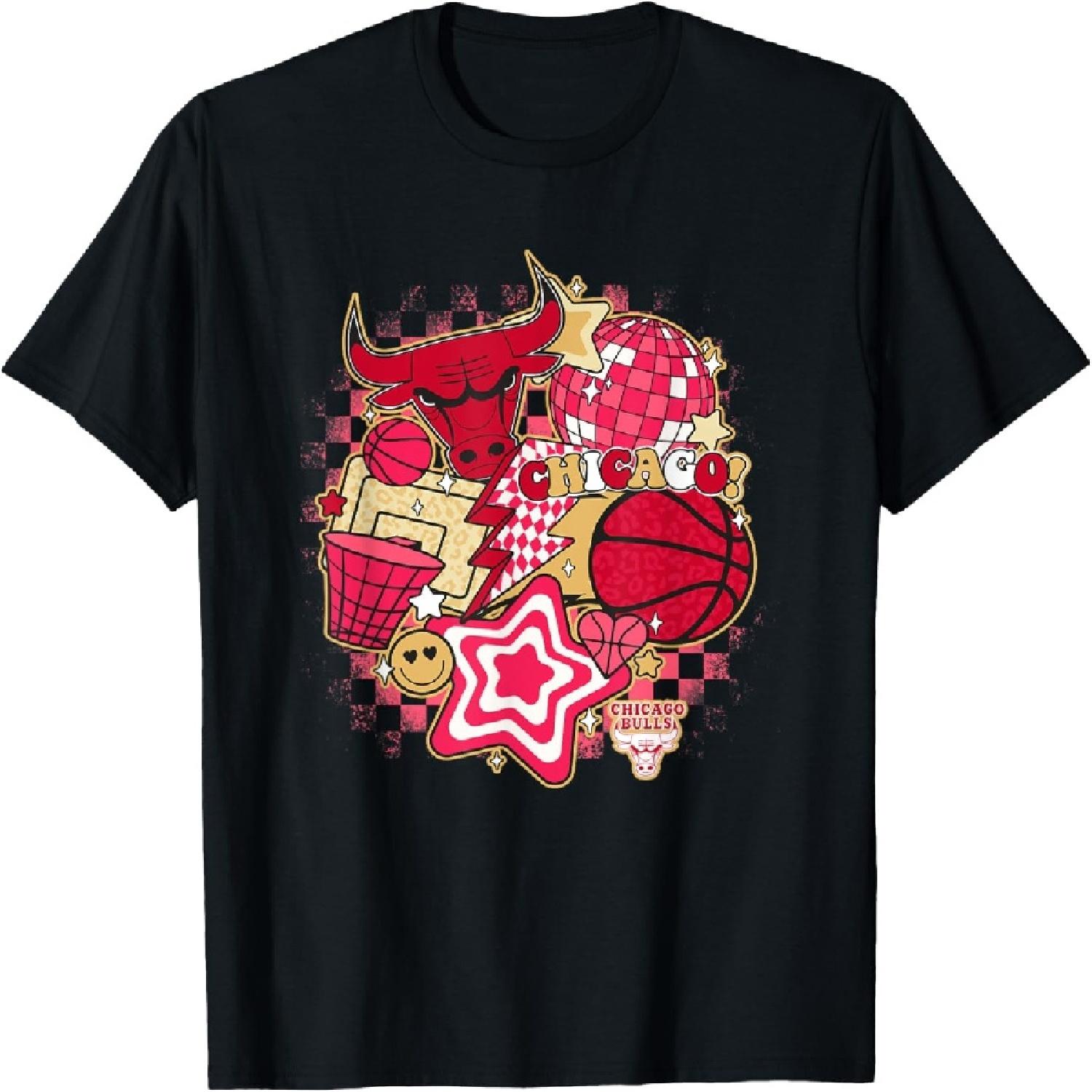 Футболка с психоделическим баскетбольным коллажем Chicago Bulls из НБА XXXXXL разноцветный