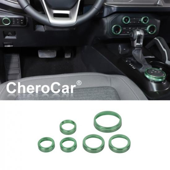 6X Air Condition/Headlight/Radio Switch Knob Trim Ring green for Ford Bronco 21+