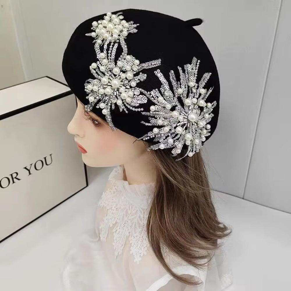 3Pcs New Flower Shape Beaded Applique Patches Sparkling Sew-on Flower Beads Patch Handmade Bridal Gowns Decoration