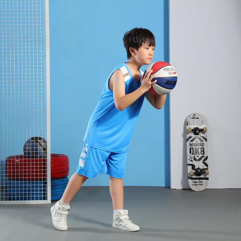 

Basketball suit men s and women s summer game training suit children s adult short sleeves, sports jersey 3XS небесно-голубой