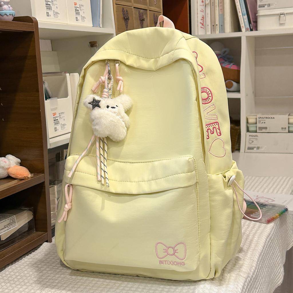 Schoolbag Korean Ins Letter Embroidery Lightweight Junior High School High School Student School Bag Women's Large Capacity Backpack