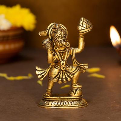 100% Czysty Mosiądz Murti Hanumana Ji do Domowego Puja | Idol Pana Hanumana na Biurko, do Samochodu i Dekoracji Domu