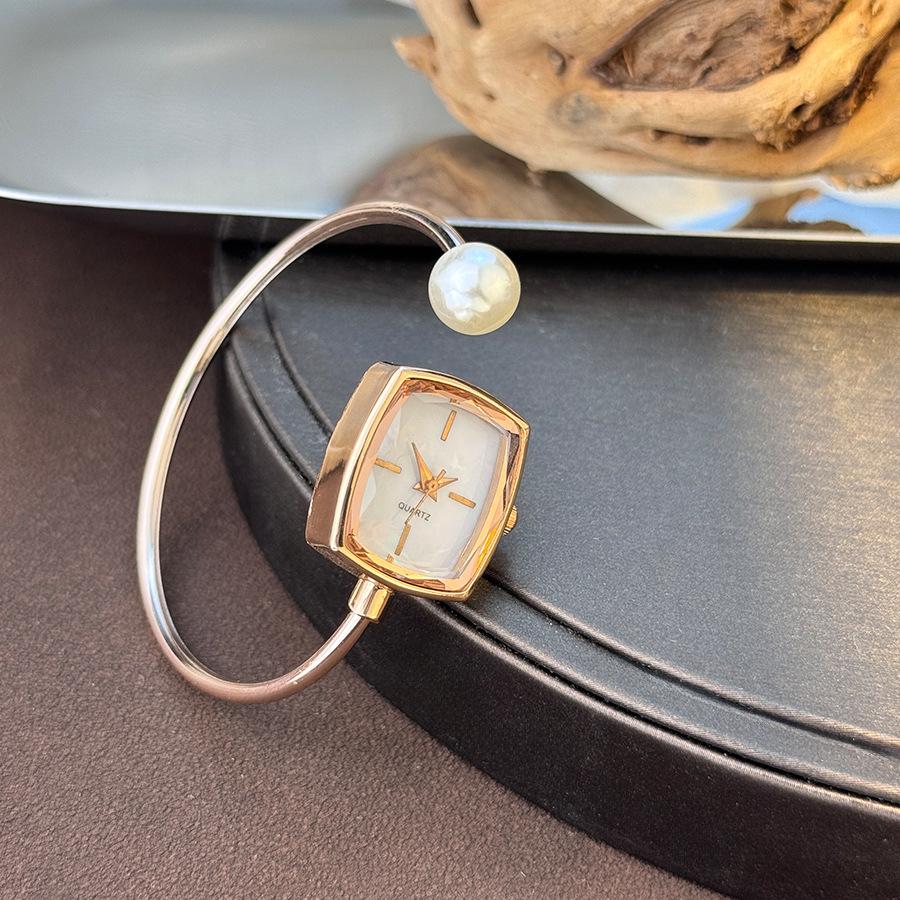 Women Open Bracelet Watch Crystal Square Quartz Wristwatch