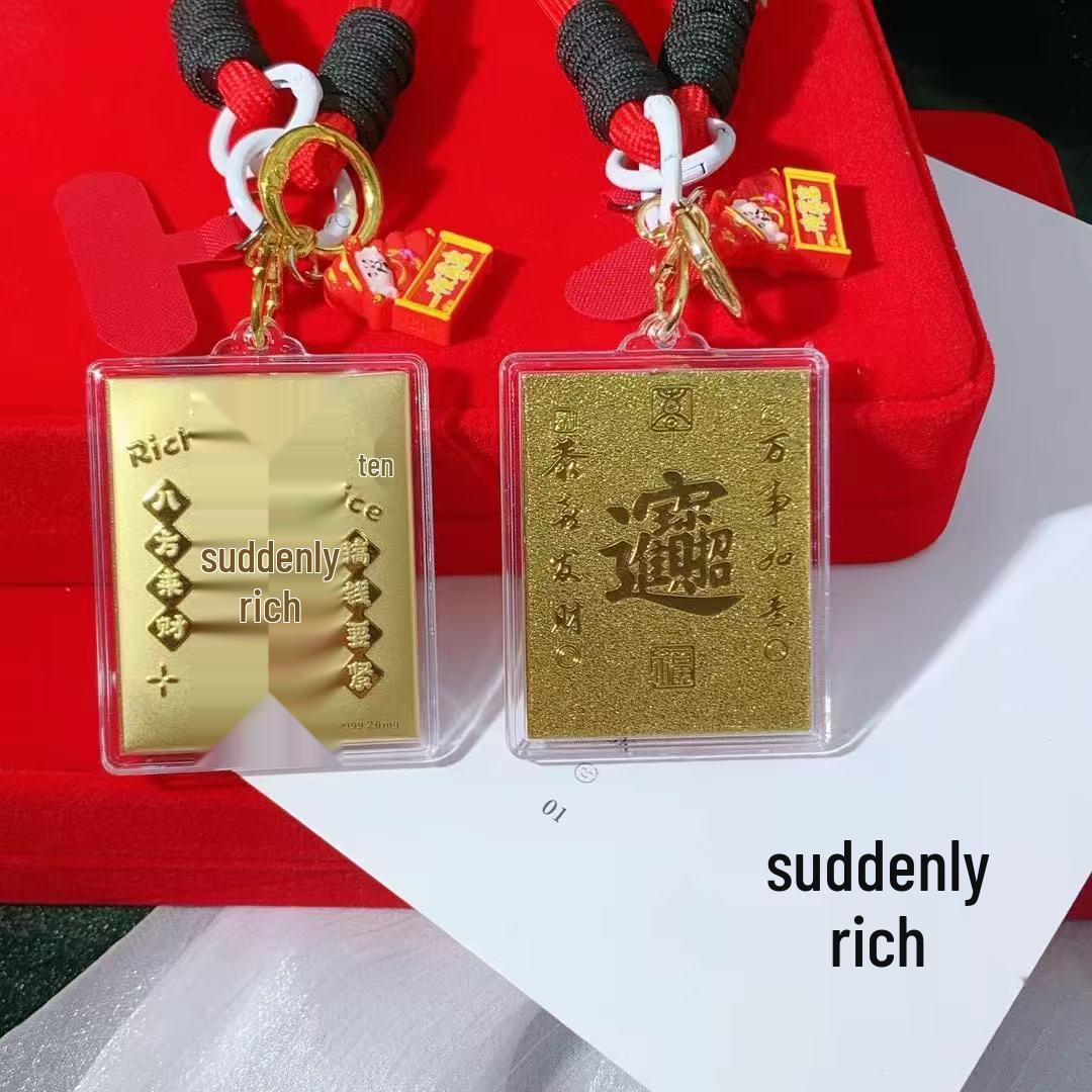 999 Pure Gold Amulet Keychain & Phone Strap - Trendy Gift for Friends & Family