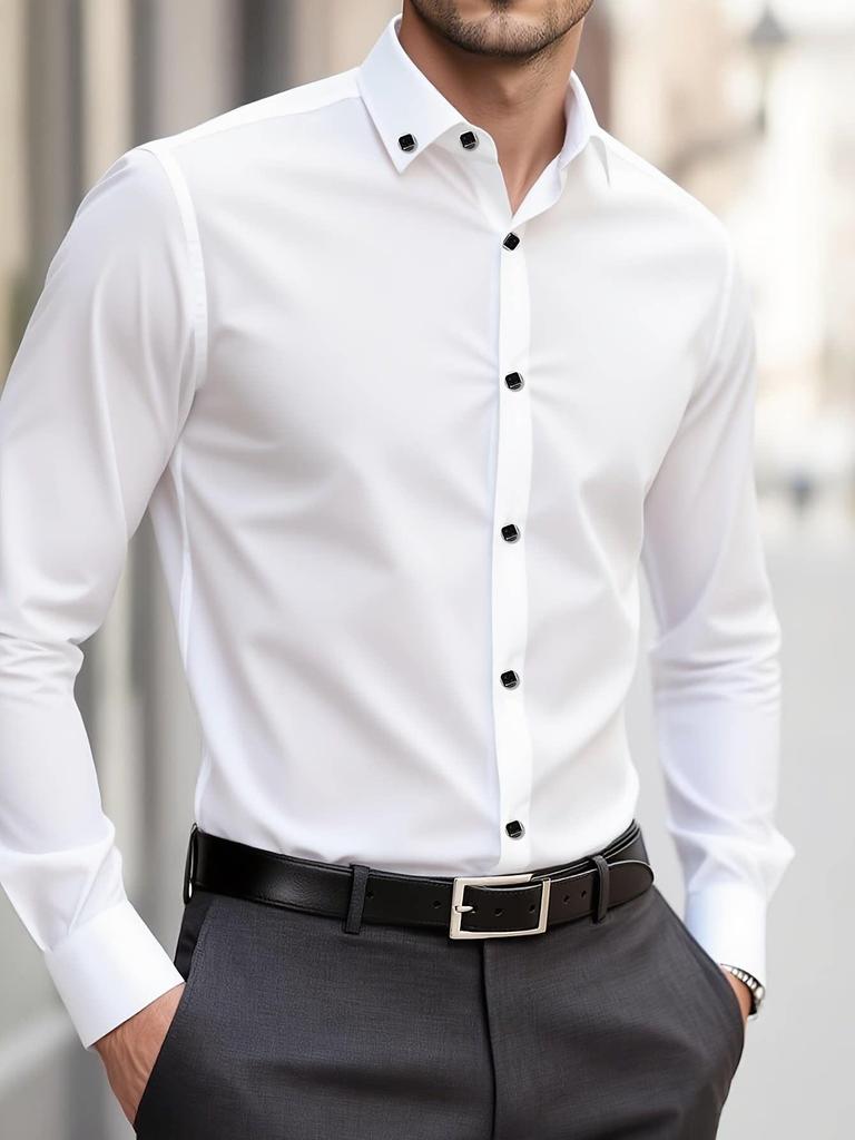 Camisa de Negocios de Manga Larga para Hombre sin Planchar - Antiarrugas y Ropa Casual de Verano