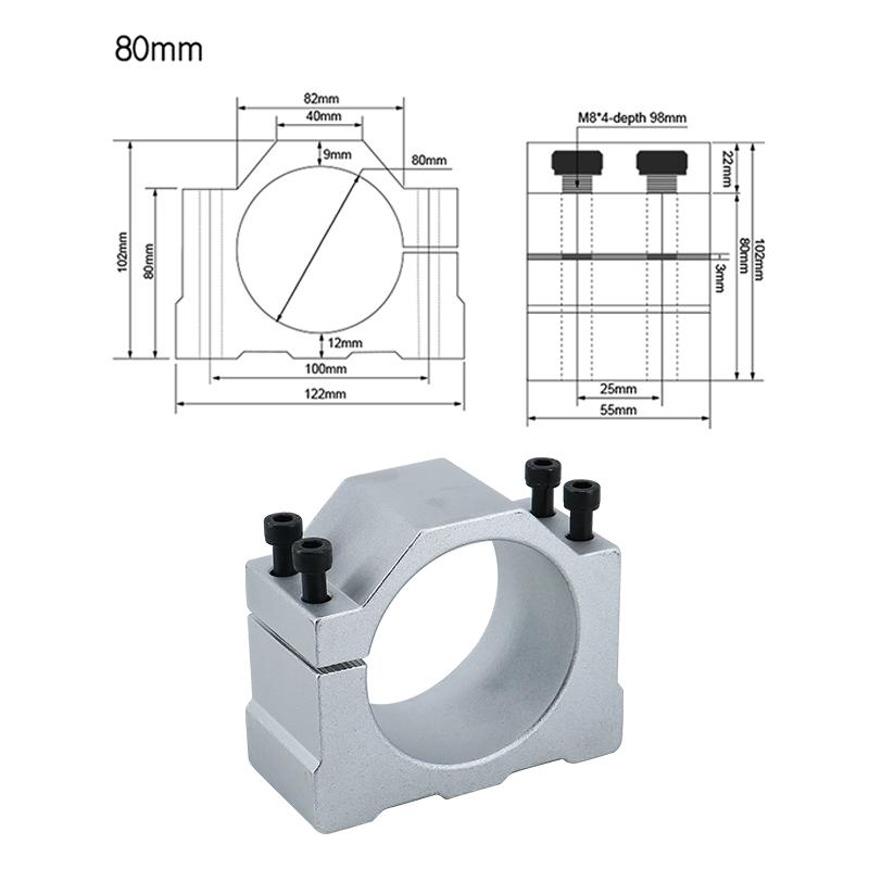 HLTNC 52mm 55mm 65mm 80mm 100mm 105 125mm CNC Aluminum Spindle Motor Fixture Clamp Bracket For Openbuild Engraver Router