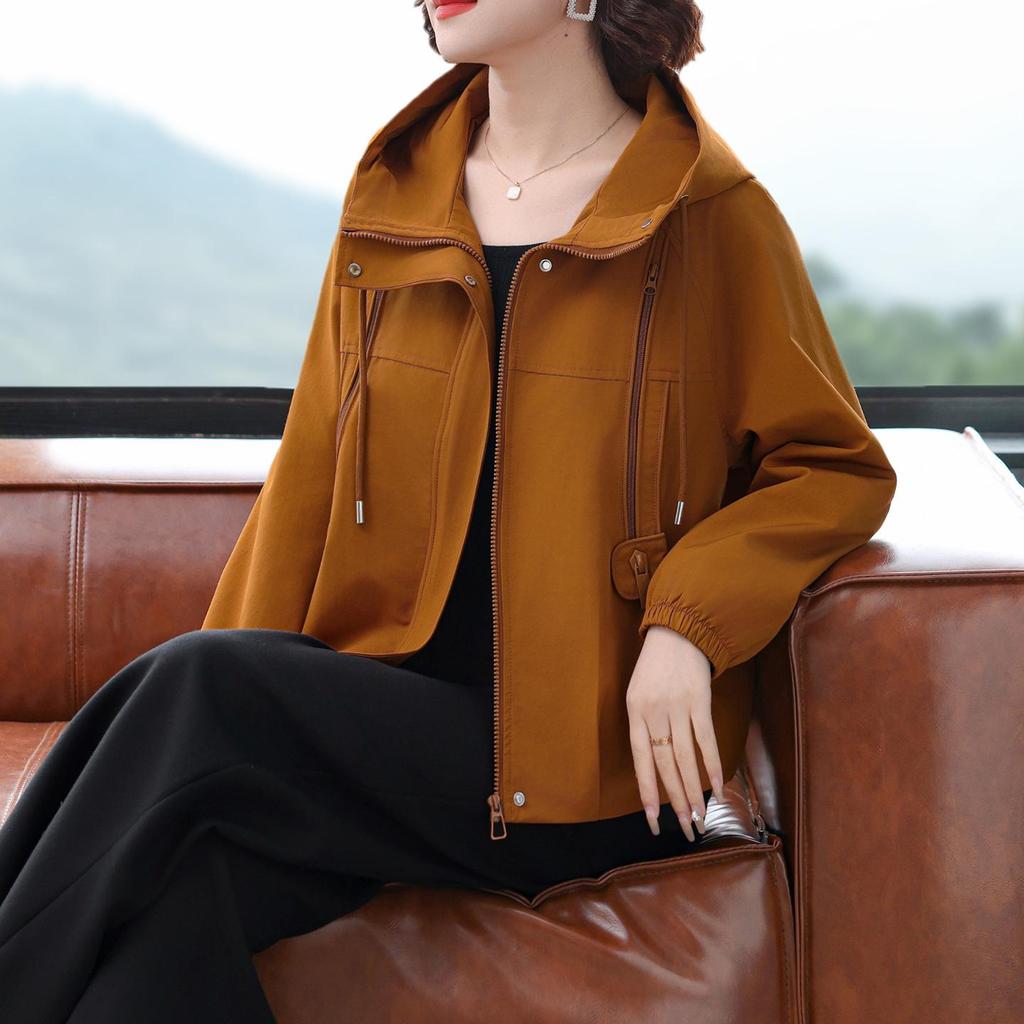 Spring & Autumn Hooded Windbreaker for Middle-Aged and Elderly Women - Plus Size Jacket, Perfect Mother’s Day Gift