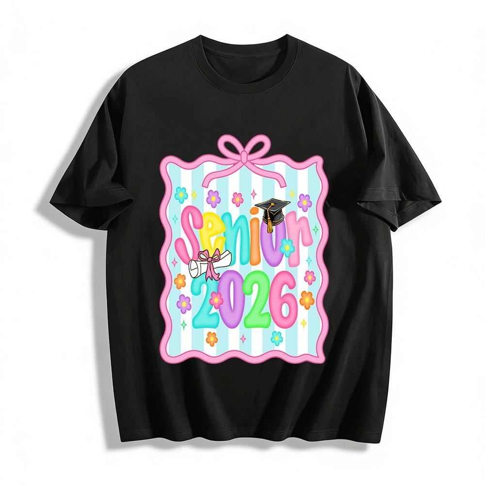 

Senior 2026 Graduation Printed Casual Tee Campus Memorial Youth Top Pure cotton T-shirt XXS